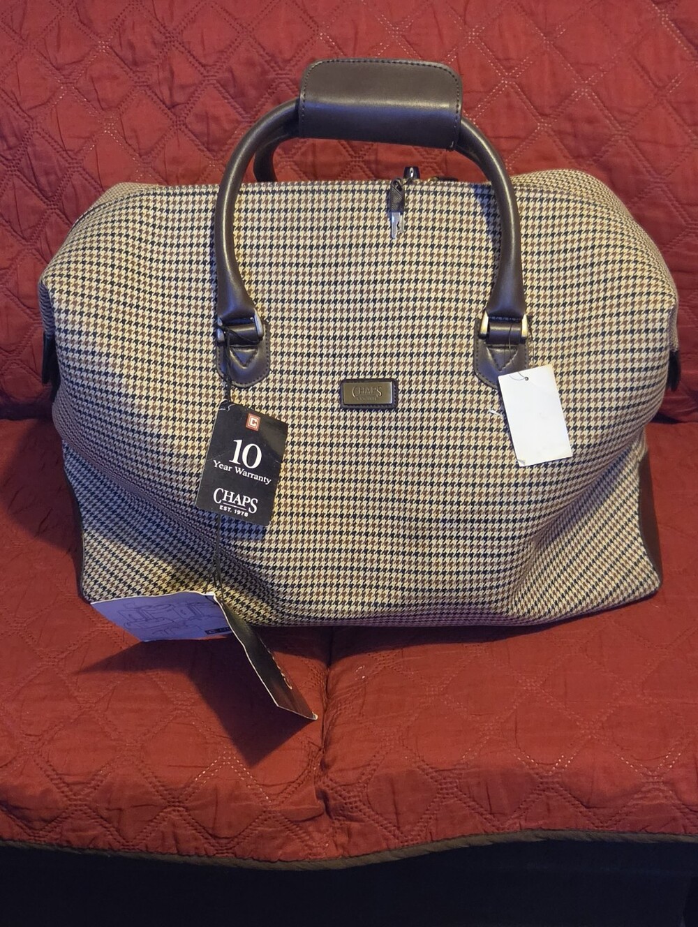 Vintage Chaps Houndstooth City Bag
